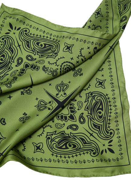 Paisley Silk Bandana - Soft Olive