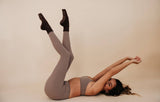 Espresso Brown Ruffle Pilates Grip Socks