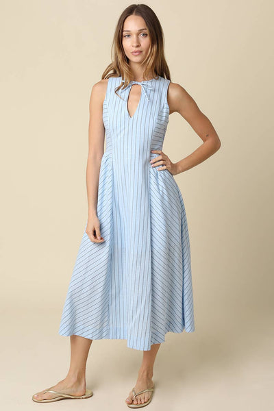 Tori Blue Stripe Midi Dress