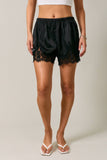 Satin Lace Stretch Shorts - Black