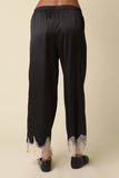 Quinn Lace Trim Satin Pants - Black Taupe