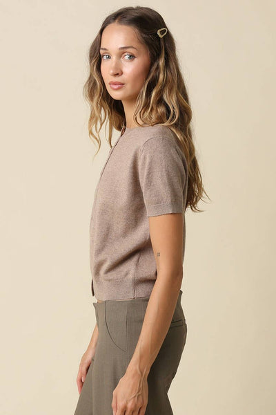 Maddie Cardigan in Mocha, side view
