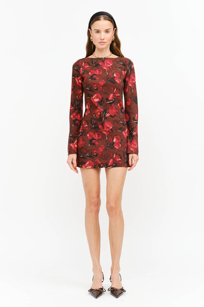 Sofie the Label Palermo Dress in brown floral, front view
