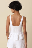 Alyay Linen Smocked Back Peplum Top