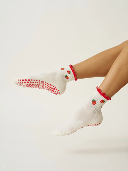 Strawberry Ruffle Pilates Sock