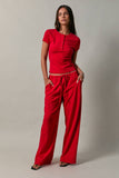 Drawstring Wide Leg Pant