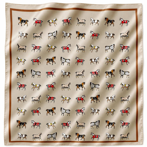 Equestrian Satin Scarf - Classic Cream