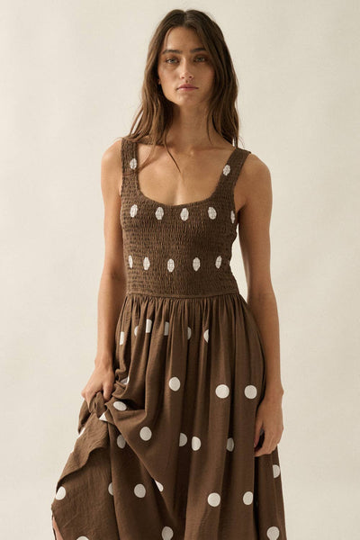 Chocolate Polka Dot Maxi Dress