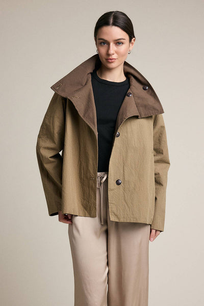Reversible Plaid Button Jacket
