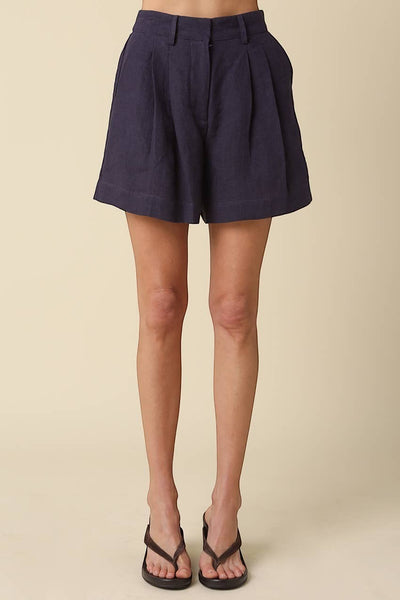 Lina Linen Shorts - Navy