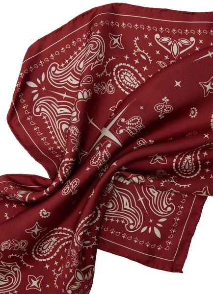Paisley Silk Bandana - Ruby Burgundy