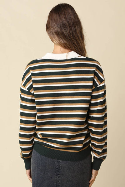 Belen Stripe Rugby Knit Sweater