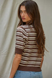 Varsity Sweater Top - Brown