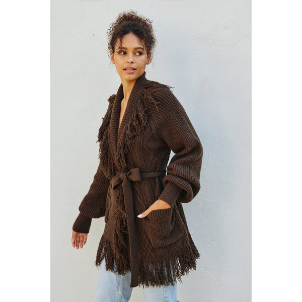 Cable Fringe Cardigan