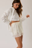 Satin Lace Stretch Shorts - Cream