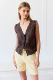 Chocolate Lace Trim Top