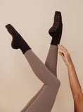 Espresso Brown Ruffle Pilates Grip Socks