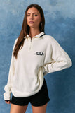 USA FLAG HALF ZIP SWEATER