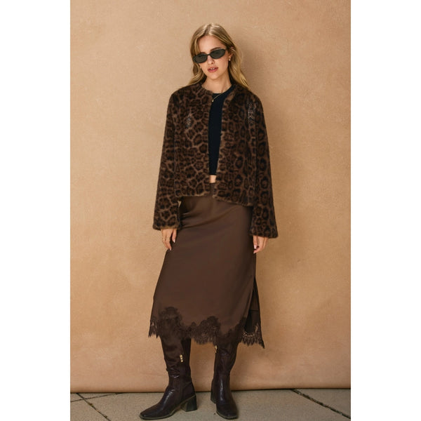 Dark Chocolate Lace Hem Skirt