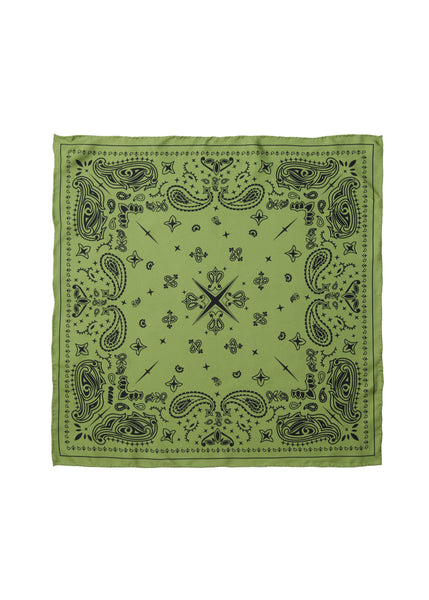 Paisley Silk Bandana - Soft Olive