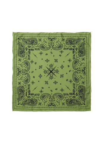 Paisley Silk Bandana - Soft Olive