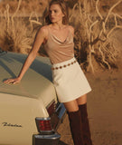 Glossy Coffee Bean Chain Belt