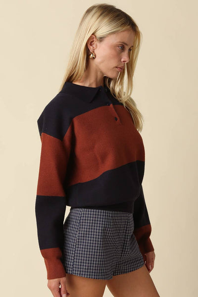 Lucia Color Block Polo Sweater