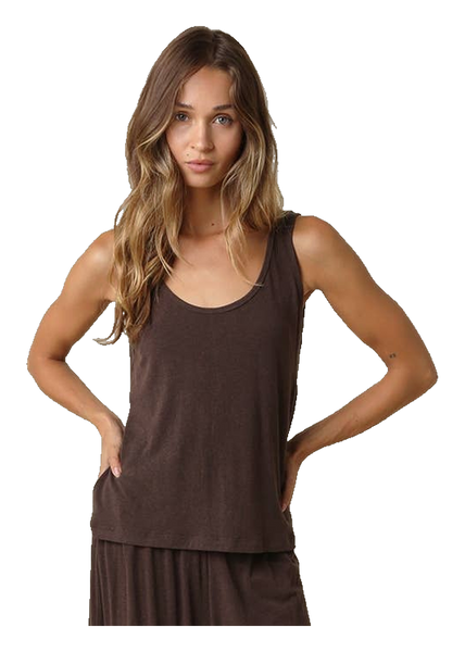 Olivaceous Eliza Scoop Neck Tank in brown
