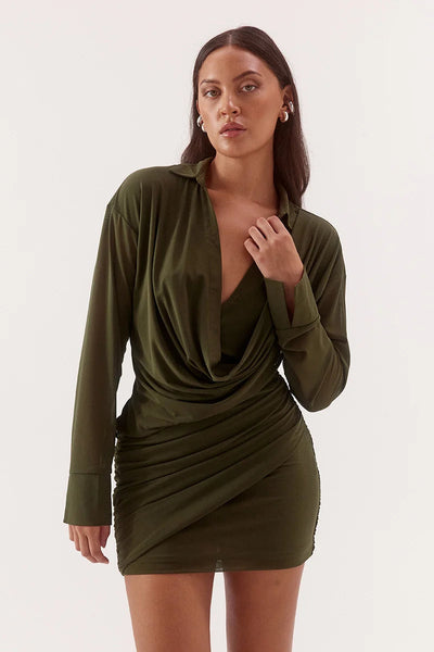 Selen Dress in Olive, detail