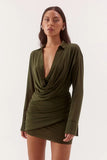 Selen Dress in Olive, back view