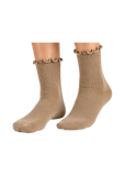 Pilates University Everyday Mocha Ruffle Grip Sock in Brown