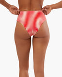 High Rise Tie-Front Stripes Bikini Bottom