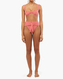 High Rise Tie-Front Stripes Bikini Bottom