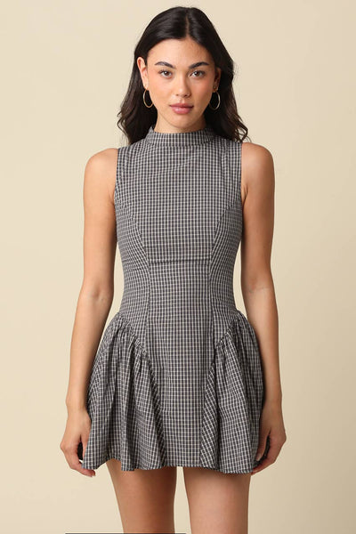 Simone Gingham Pleated Mini Dress