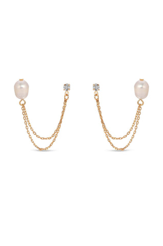 Double Piercing Freshwater Pearl Earring