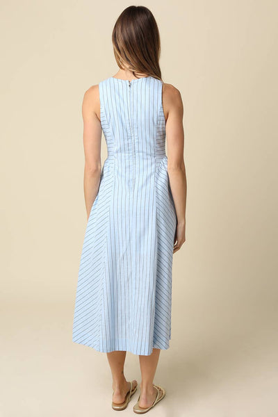 Tori Blue Stripe Midi Dress