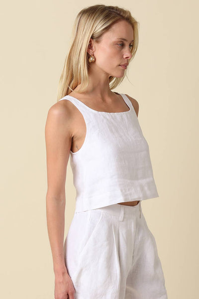 Lina Linen Crop Tank Top