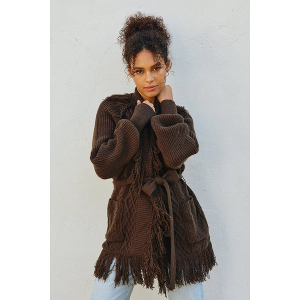 Cable Fringe Cardigan