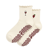 Red Wine & Grape Ruffle Grip Socks