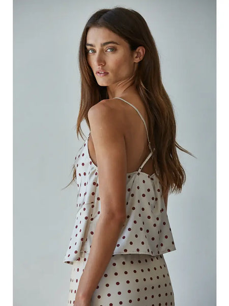 Burgundy Dot Cowl Neck Top