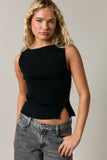 Boatneck Knit Sleeveless Top