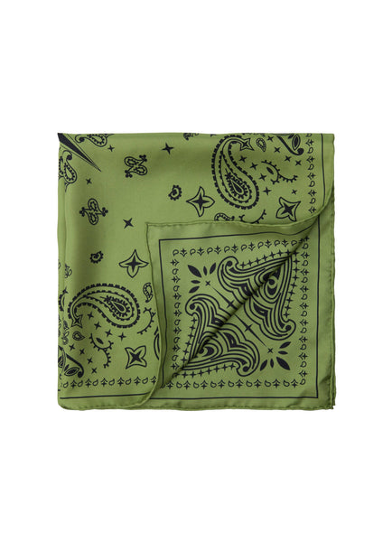 Paisley Silk Bandana - Soft Olive