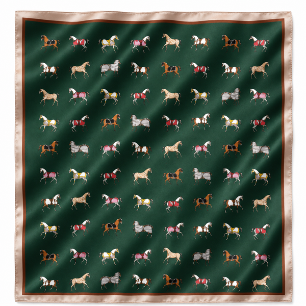 Equestrian Satin Scarf - Preppy Green