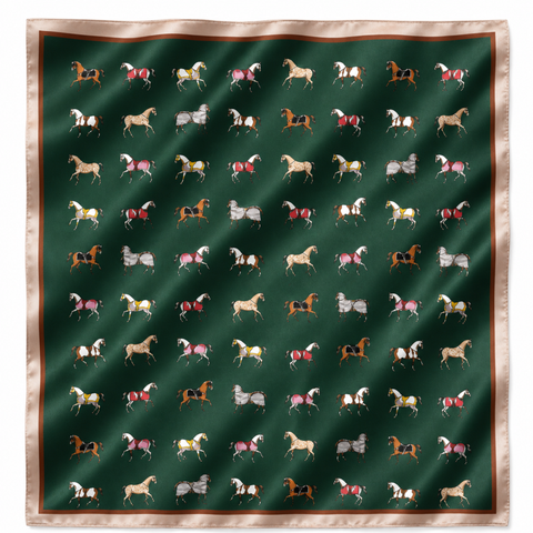 Equestrian Satin Scarf - Preppy Green