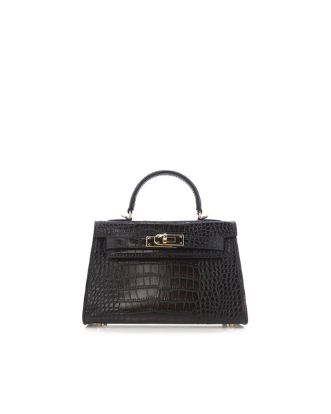 Billini Hariette Handle Bag dark cacao croc front view