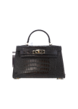 Billini Hariette Handle Bag in dark cacao croc with gold hardware