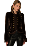 Heirloom Velvet Military Jacket in Brown