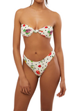 Ruched Tie Bandeau Fruits Bikini Top