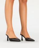 Yovanni Heel in chocolate snake, side view