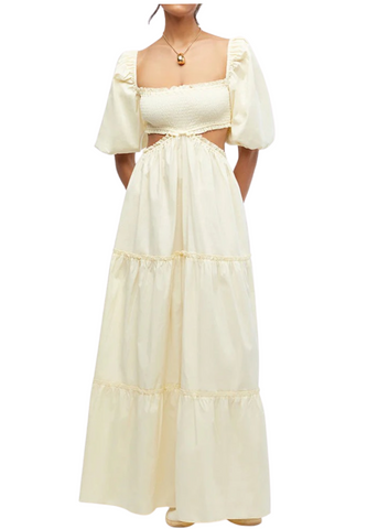 Smocked Cut Out Maxi Dress